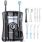 Water Flosser and Toothbrush Combo in One, 600ml Oral Irrigator and Electric Toothbrush with 7 Jet Tips, 2 Brush Heads Whitening Toothbrushes, Dental Water Flosser (Black)