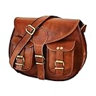 Satchel And Fable 13 inch Leather Crossbody bags for women Vintage Style Genuine Hobo Handmade Brown Travel Ladies Shoulder Purse