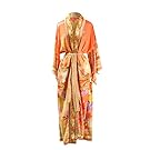 Generic Silk Kimono Long Robe Mermaid Beach Cover Up Boho Tulum Beach Cover Up Free Size Orange One Size12