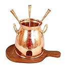 IndainArtVilla Handmade Copper Table Tandoor With Wooden Bottom, Best for Hotel & Restaurant, 8'' Inch Width