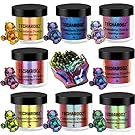TECHAROOZ Chameleon Mica Powder 8 Color Shift Mica Powder, Holographic Glitter for UV & Epoxy Resin Supplies, Eyeshadow, Acrylic Paint, Nail Decor, Slime, Soap Making, Candles, Bath Bombs, Cosmetics
