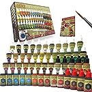 The Army Painter | Mega Paint Set 50 | Miniature Painting Kit with Wargamer Regiment Miniatures Paint Brush | Miniature Paint Set for Miniature Figures | 50 Nontoxic Model Paints